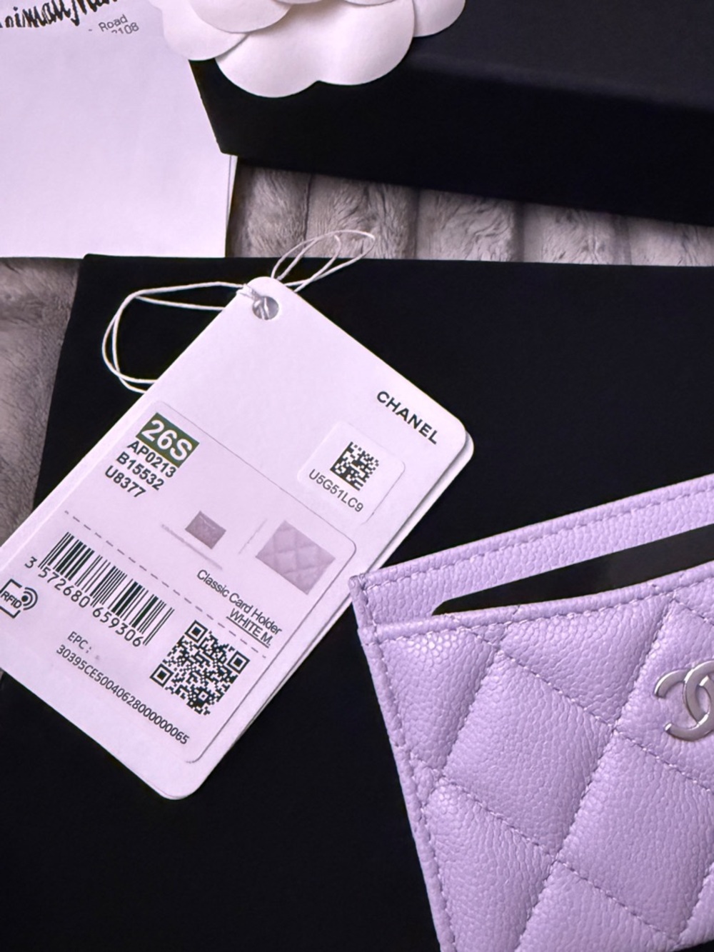 SOLD!!Authentic Chanel Quilted Caviar Card Holder in Light Lavender NEW 💜 2026